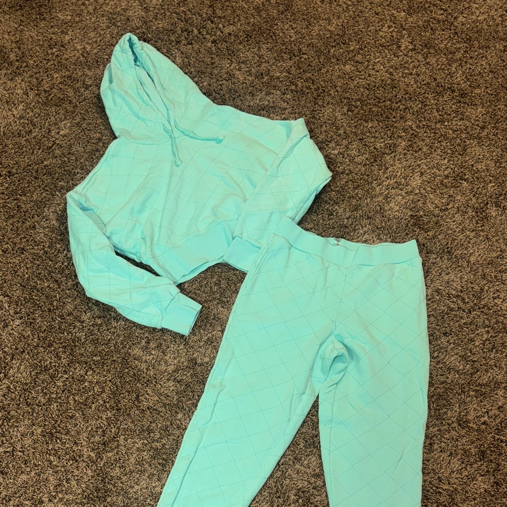 Mint Quilted Hoodie & Jogger Set